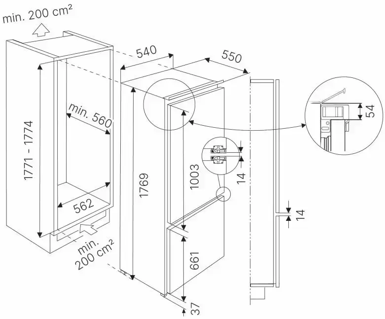 Встраиваемый холодильник с морозильной камерой Kuppersbusch FKGF 8851.0i